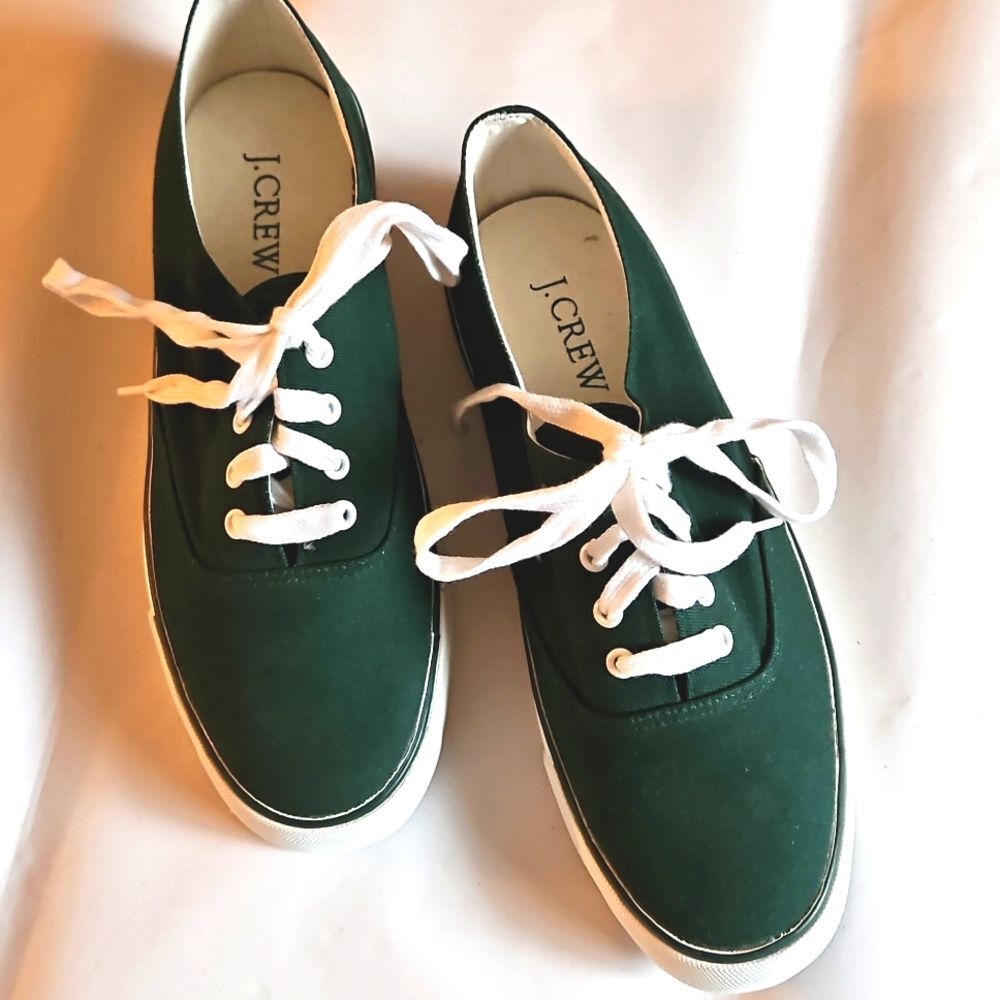 J.Crew Green Canvas Lace-up Sneaker - Brand New Sz 7